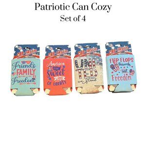NWT Patriotic drink cozy set of 4 summer, 4th of July, party, beach, pool, BBQ